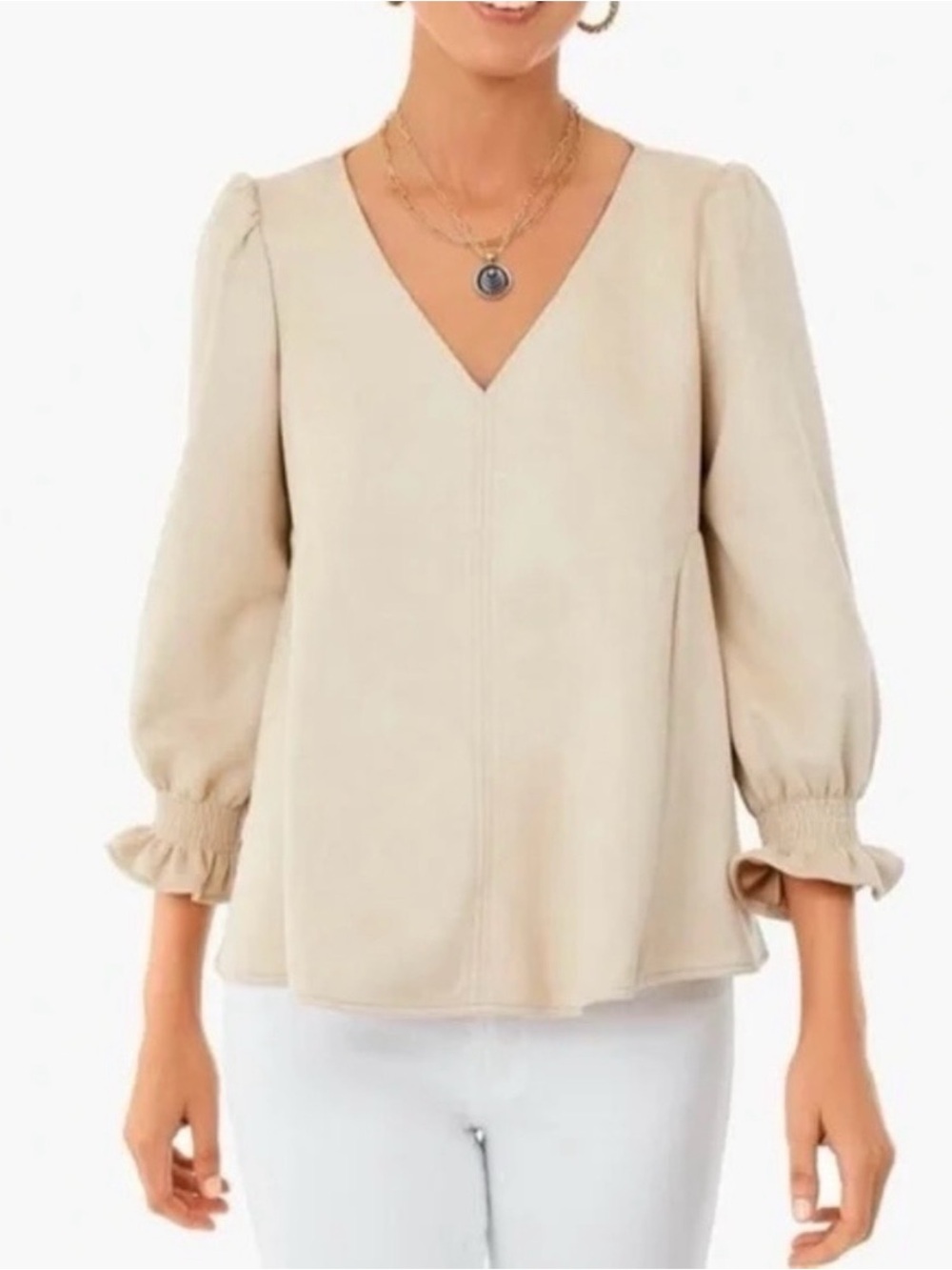 Tuckernuck Easton V Neck Faux Suede Swing Top - Picture 2 of 13